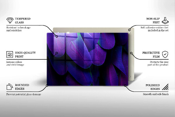 Skärbräda glas modern Neon fjädrar