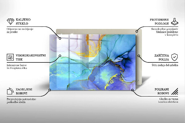 Skärbräda glas modern Sprucket stenguld