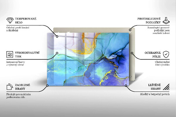 Skärbräda glas modern Sprucket stenguld