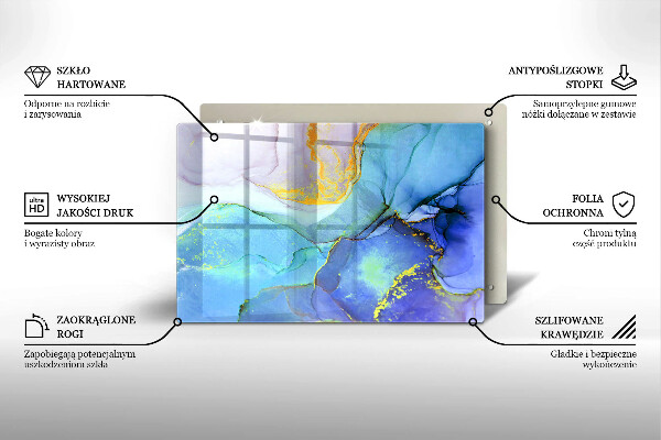 Skärbräda glas modern Sprucket stenguld