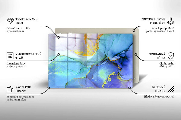 Skärbräda glas modern Sprucket stenguld