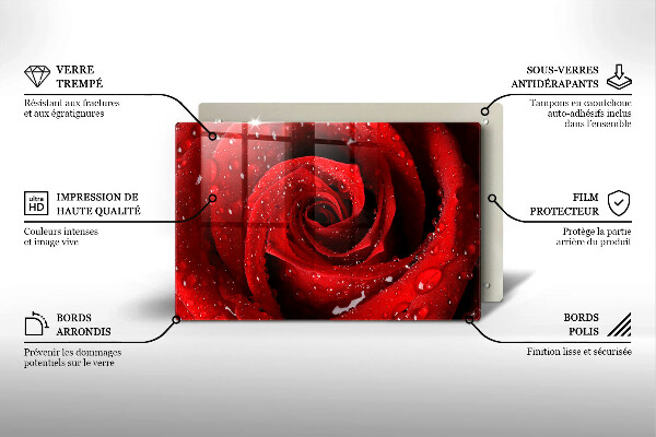 Skärbräda glas modern Rosen blomblad