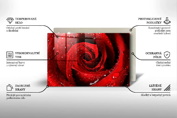 Skärbräda glas modern Rosen blomblad