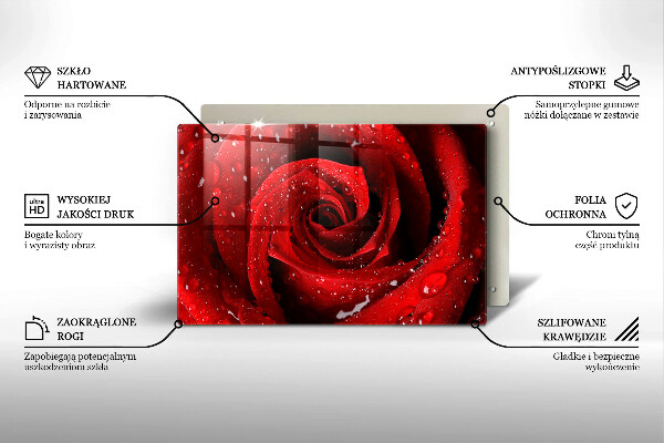 Skärbräda glas modern Rosen blomblad