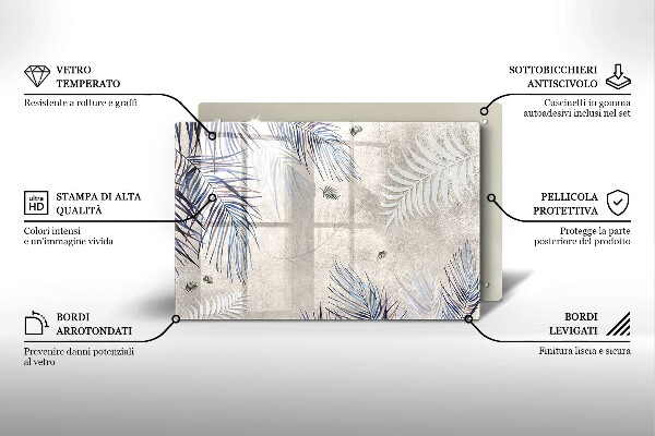 Skärbräda glas modern Subtila blad