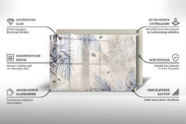 Skärbräda glas modern Subtila blad