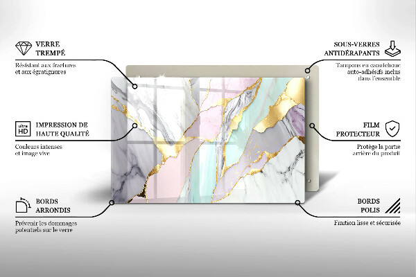 Skärbräda glas modern Pastell marmor