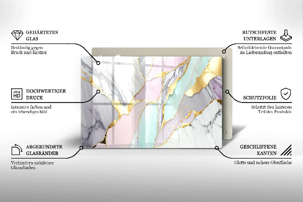Skärbräda glas modern Pastell marmor