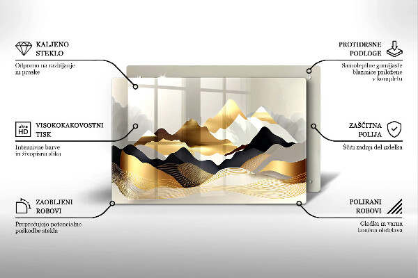 Skärbräda glas modern Abstrakta gyllene berg