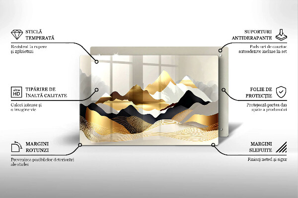 Skärbräda glas modern Abstrakta gyllene berg