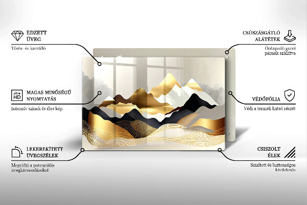 Skärbräda glas modern Abstrakta gyllene berg