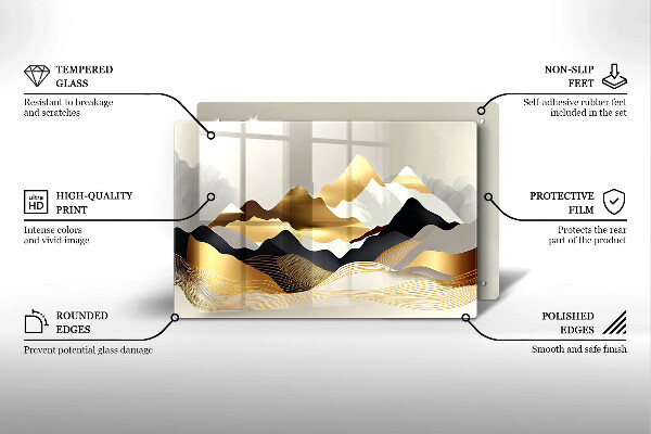 Skärbräda glas modern Abstrakta gyllene berg