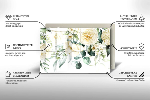 Skärbräda glas modern Akvarell blommor