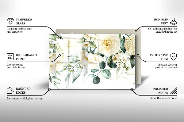 Skärbräda glas modern Akvarell blommor