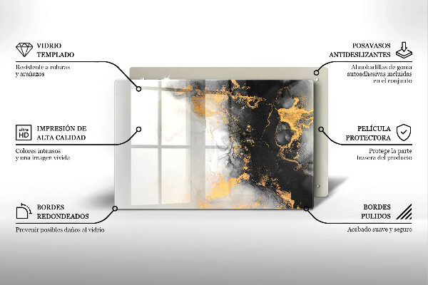 Skärbräda glas modern Abstraktion med guld