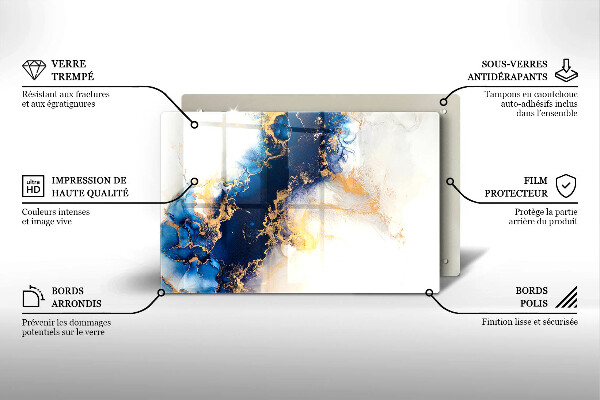 Skärbräda glas modern Abstraktion med blått