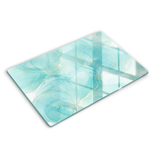 Skärbräda glas modern Blå och guld abstraktion