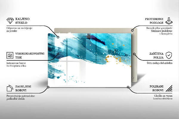 Skärbräda glas modern Blå fläckar
