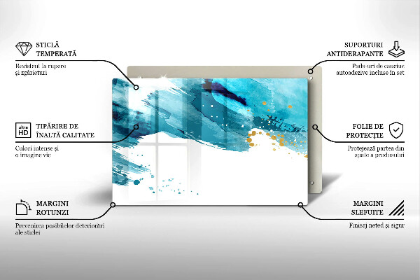 Skärbräda glas modern Blå fläckar
