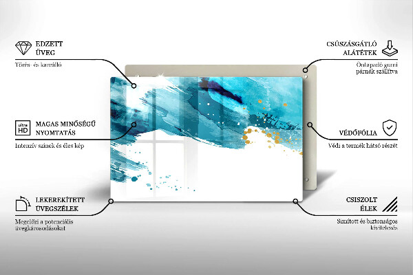 Skärbräda glas modern Blå fläckar