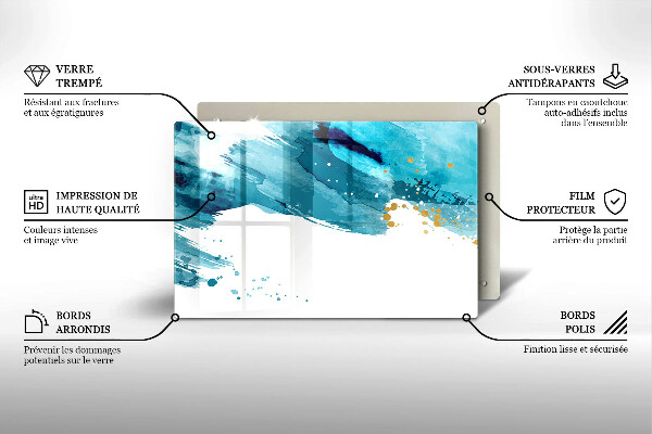 Skärbräda glas modern Blå fläckar