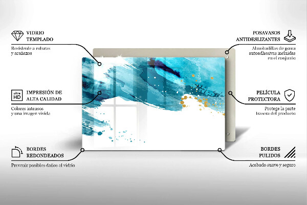 Skärbräda glas modern Blå fläckar