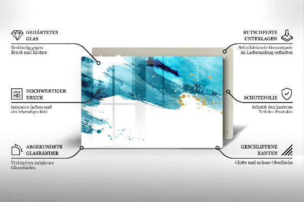 Skärbräda glas modern Blå fläckar