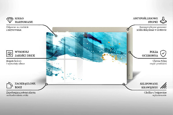 Skärbräda glas modern Blå fläckar