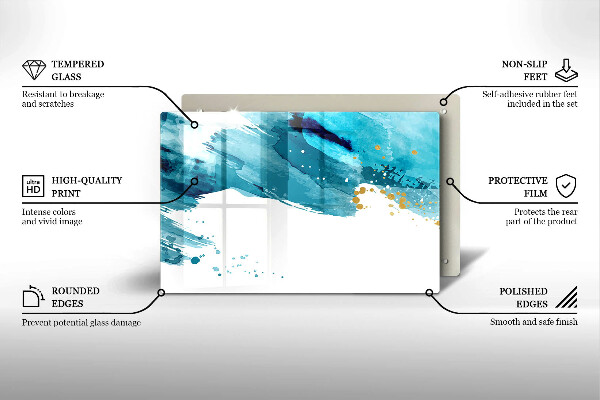 Skärbräda glas modern Blå fläckar