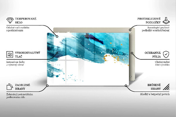 Skärbräda glas modern Blå fläckar