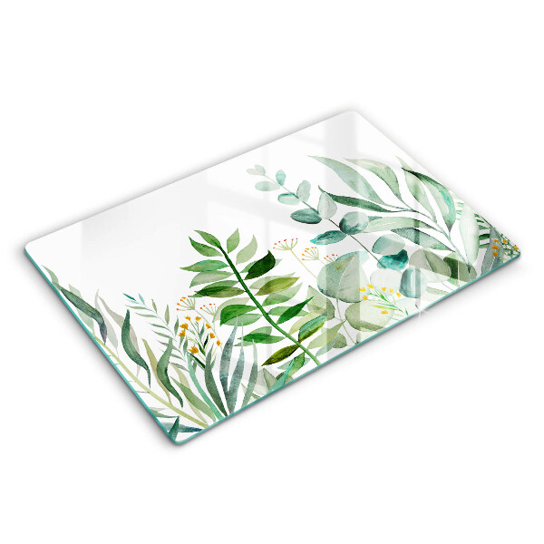 Skärbräda glas modern Illustration av växtblad