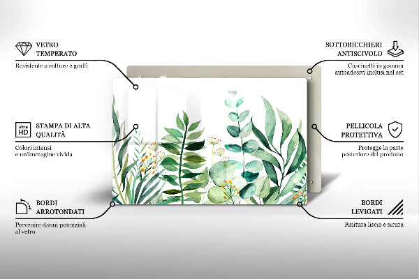Skärbräda glas modern Illustration av växtblad
