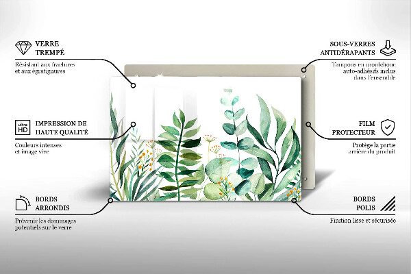 Skärbräda glas modern Illustration av växtblad