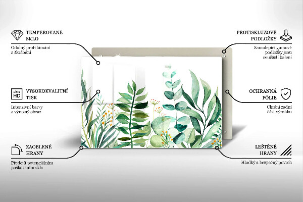 Skärbräda glas modern Illustration av växtblad
