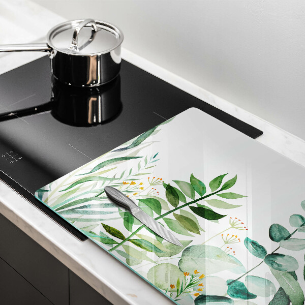 Skärbräda glas modern Illustration av växtblad