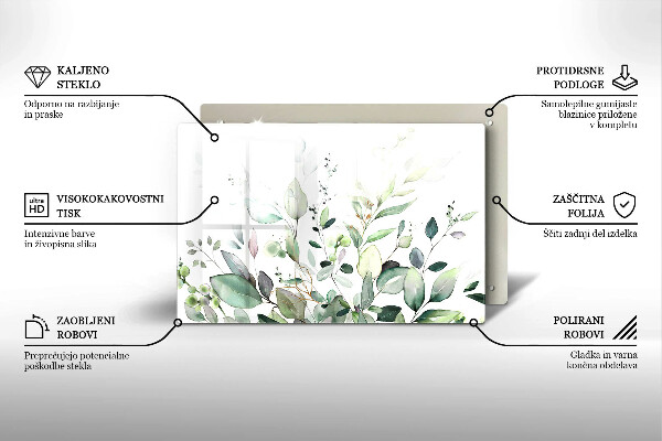 Skärbräda glas modern Akvarellväxter