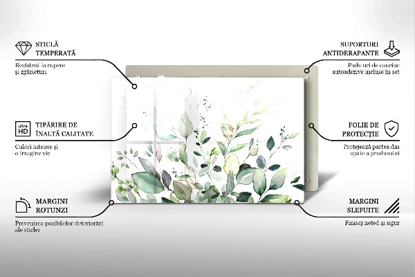 Skärbräda glas modern Akvarellväxter