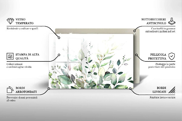 Skärbräda glas modern Akvarellväxter