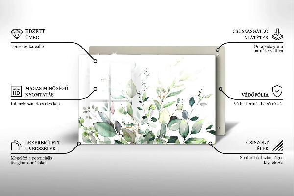 Skärbräda glas modern Akvarellväxter