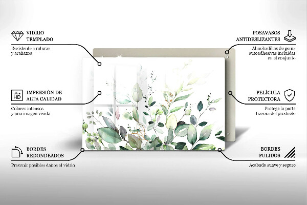 Skärbräda glas modern Akvarellväxter