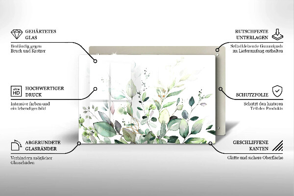 Skärbräda glas modern Akvarellväxter