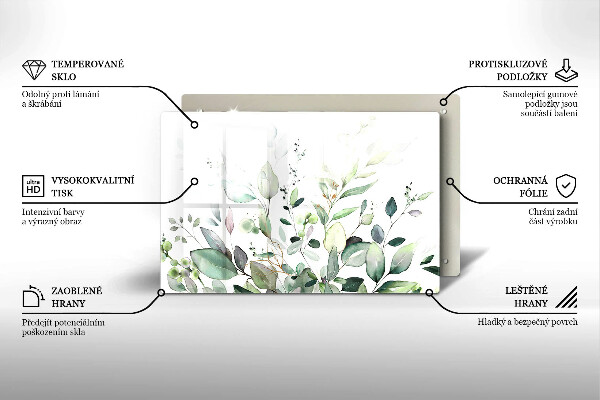 Skärbräda glas modern Akvarellväxter