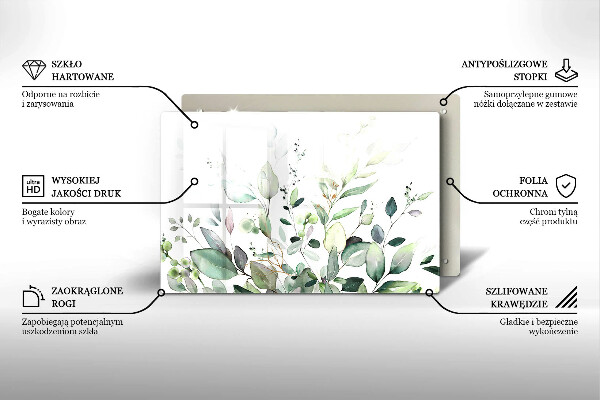 Skärbräda glas modern Akvarellväxter