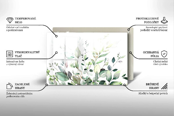 Skärbräda glas modern Akvarellväxter