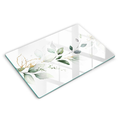 Skärbräda glas modern Akvarell blad