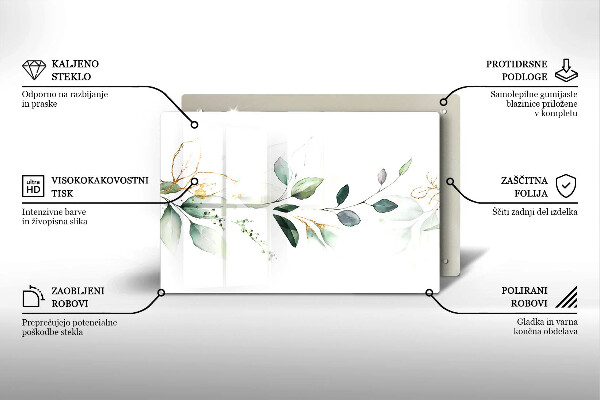 Skärbräda glas modern Akvarell blad