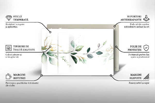 Skärbräda glas modern Akvarell blad