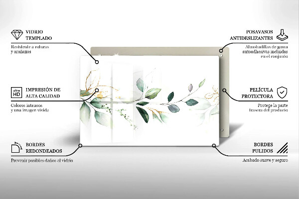 Skärbräda glas modern Akvarell blad