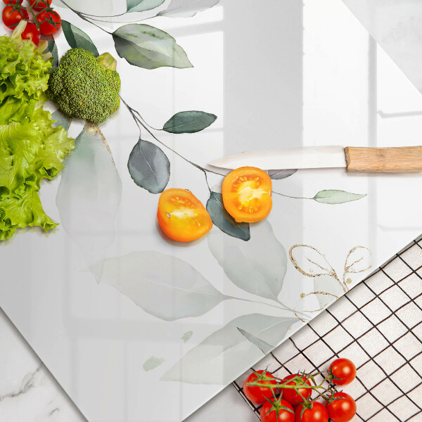 Skärbräda glas modern Akvarell blad