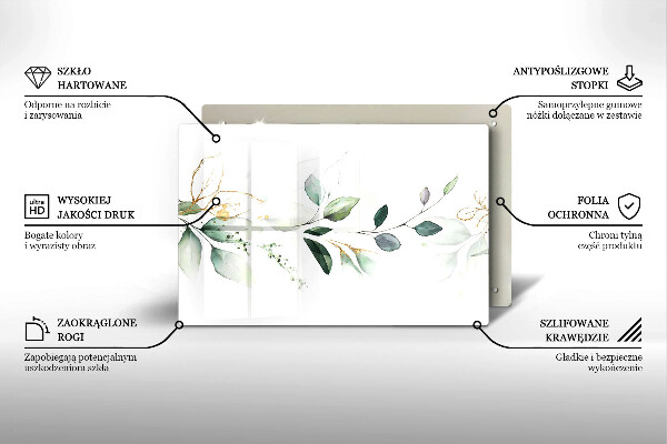 Skärbräda glas modern Akvarell blad